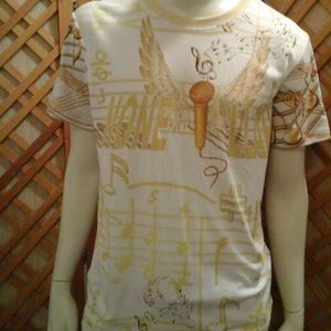 Noneillah Gold and White Music Note Tee-Shirt